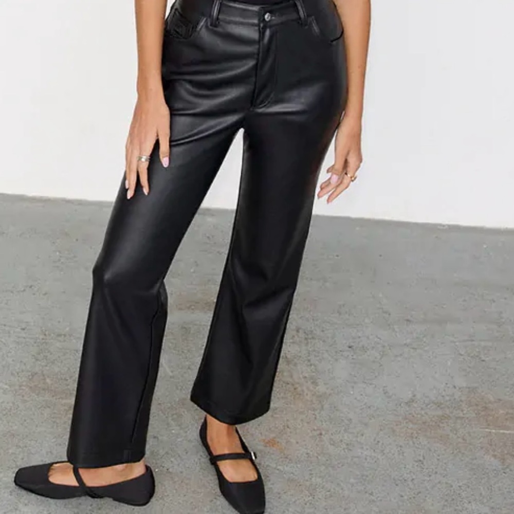 Never Fully Dressed Black Vegan Leather Trousers